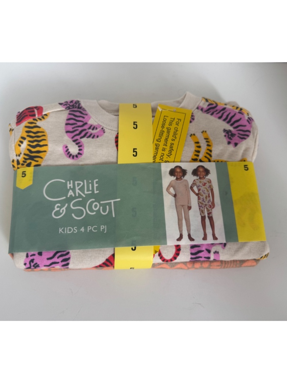 Charlie & Scout Kids 4 PC Pj Set Pajama Sleepwear Top Bottom Size 5